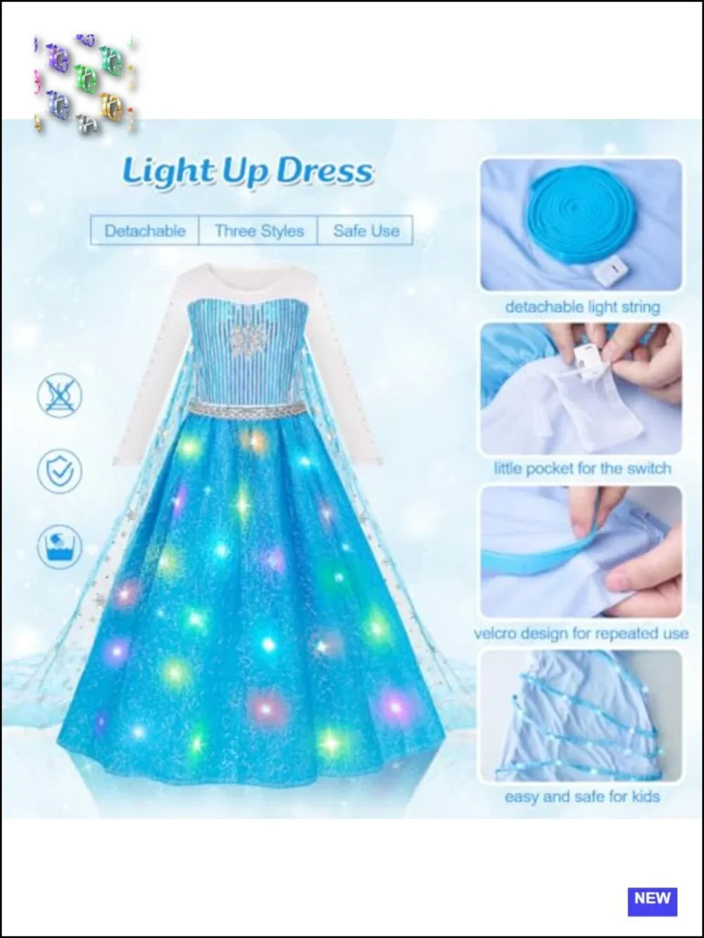 Light Up Princess Dress with Cape for Girls 3-10